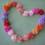 22pcs - Mini Rose Flower Cabochons - 10mm - Resin..