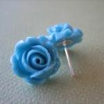 Adorable Cabbage Rose Earrings - Blue - Standard..