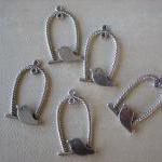 5pcs - Alloy Antique Silver Bird Swing Charms -..