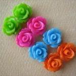 8pcs - Mini Rose Flower Cabochons - 10mm - Resin -..