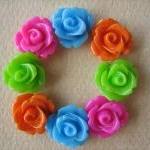 8pcs - Mini Rose Flower Cabochons - 10mm - Resin -..