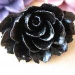 3pcs - Ruffle Roses - 45x35mm - Lilac, Black And..