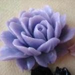 3pcs - Ruffle Roses - 45x35mm - Lilac, Black And..