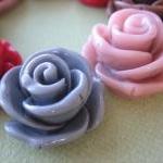 8pcs - Rose Flower Cabochons - 24mm - Resin -..