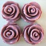 4pcs - Rose Flower Cabochons - 24mm - Sienna -..