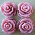 4pcs - Rose Flower Cabochons - 24mm - Rosy Brown -..