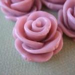 4pcs - Rose Flower Cabochons - 24mm - Rosy Brown -..
