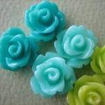 10pcs - Mini Rose Flower Cabochons - 10mm - Resin..