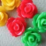 8PCS - Mini Rose Flower Cabochons -..