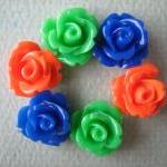 6PCS - Mini Rose Flower Cabochons -..