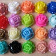 20PCS - Cabbage Rose Flower Cabochons - 15mm - Resin - Sampler Pack - Findings by ZARDENIA