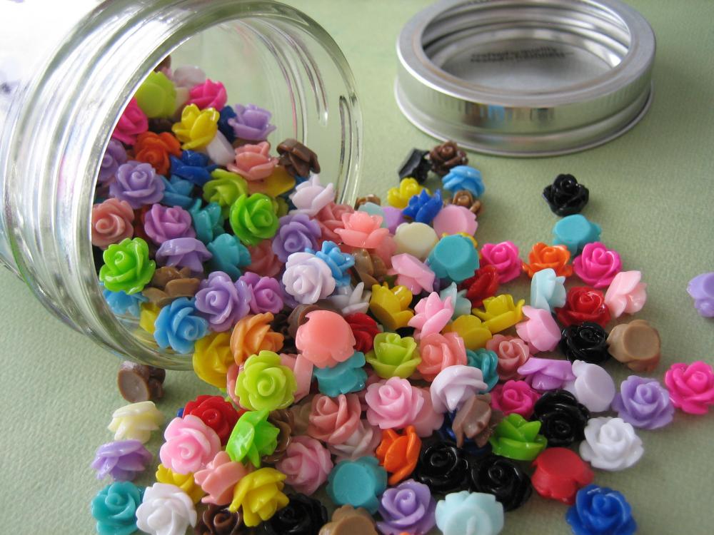 Mini Roses in a Glass Jar - 300 Pieces - Crafting and Jewelry Supplies by ZARDENIA - Great Crafting Gift