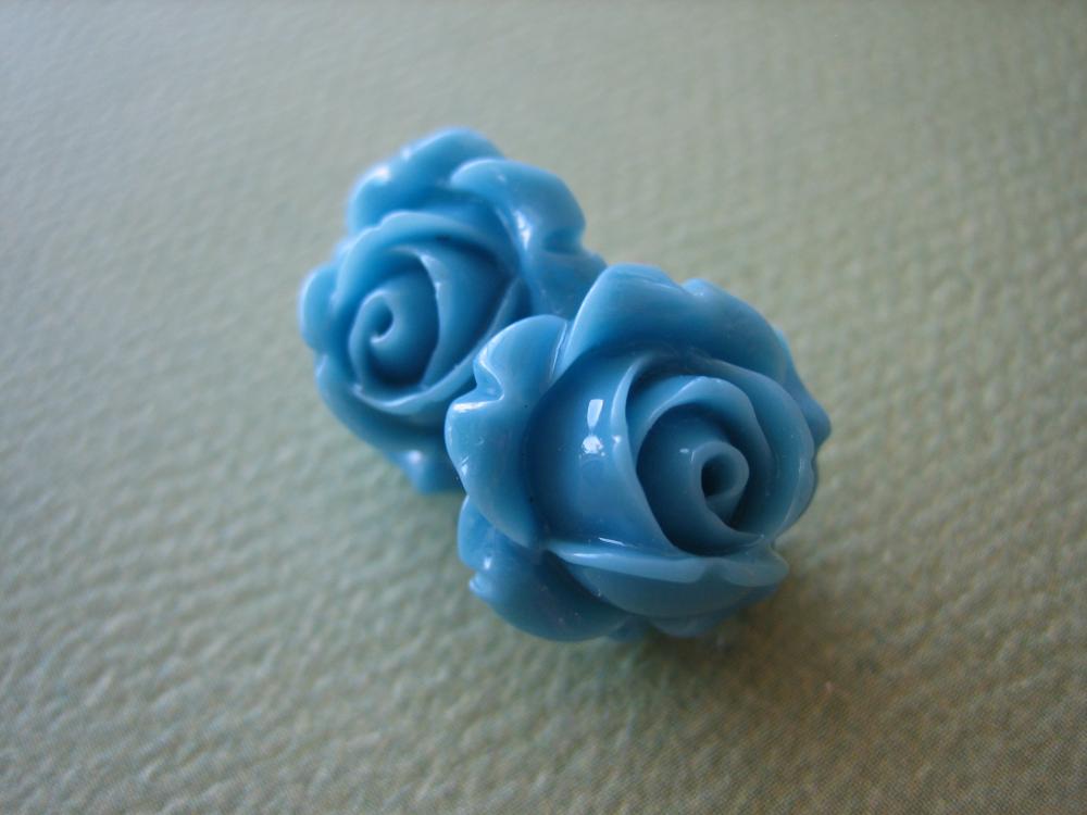 Adorable Cabbage Rose Earrings - Blue - Standard Us - Jewelry By Zardenia