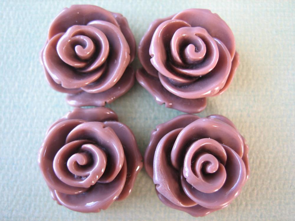 4pcs - Rose Flower Cabochons - 24mm - Sienna - Cabochons By Zardenia