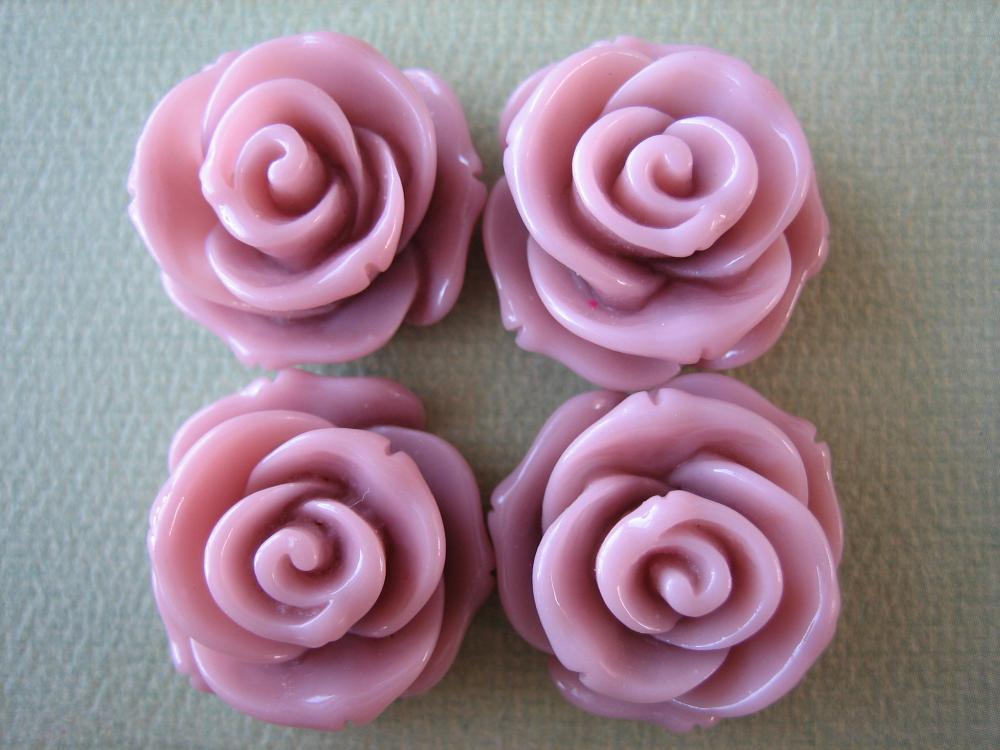 4pcs - Rose Flower Cabochons - 24mm - Rosy Brown - Cabochons By Zardenia