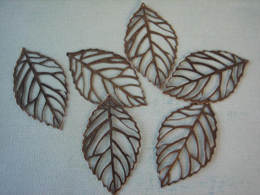 10pcs - Antique Bronze Filigree Leaf Charms - 54x31mm - Nickel - Findings By Zardenia