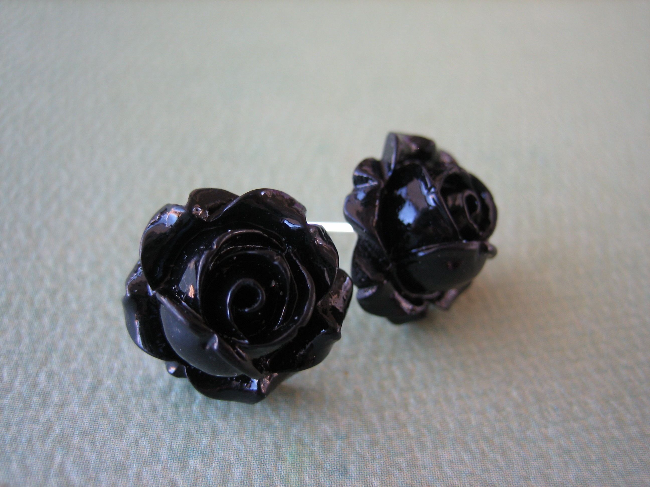 Adorable Cabbage Rose Earrings - Black - Free Standard US Shipping ...