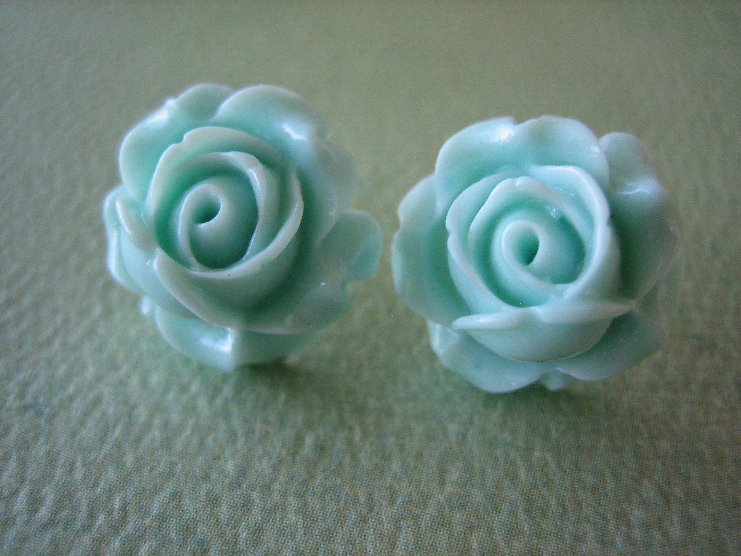 Adorable Cabbage Rose Earrings - Aqua - Free Standard US Shipping ...